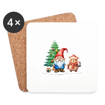 Imp Mats avec son ours en peluche - Dessous de verre (lot de 4) - blanc - Devant