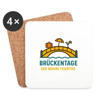 „Brückentage – Der wahre Feiertag“ - Untersetzer (4er-Set) - Weiß - Vorne
