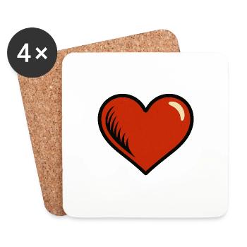 Power Heart – Comic Love in Bold - Untersetzer (4er-Set) - Weiß - Vorne