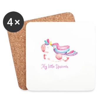 Mon petit arc-en-ciel licorne - Dessous de verre (lot de 4) - blanc - Devant
