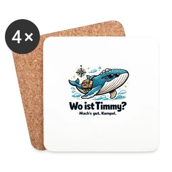 Wo ist Timmy Wal Ostsee Geschenk Nordsee Ostsee - Untersetzer (4er-Set) - Weiß - Vorne