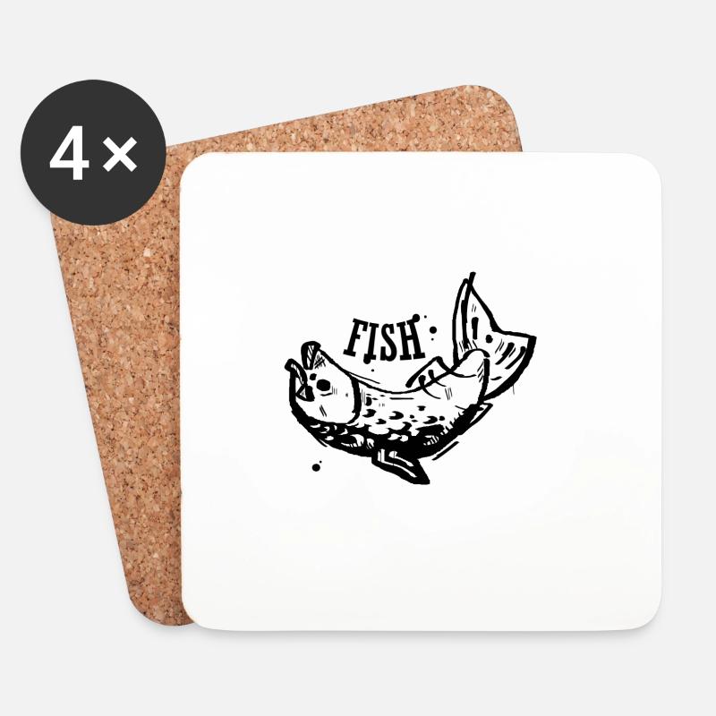 Fisch - Untersetzer (4er-Set) - Weiß