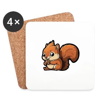cute squirrel - Coasters (set of 4) - white - Front