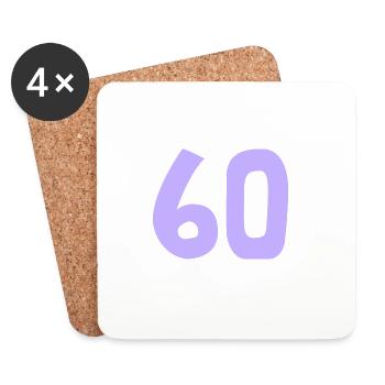60. 60 ANS. 60e ANNIVERSAIRE. ANNIVERSAIRE 60 ANS. - Dessous de verre (lot de 4) - blanc - Devant