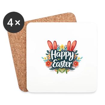 Frohe Ostern Hasenohren Bunter Frühling für - Untersetzer (4er-Set) - Weiß - Vorne
