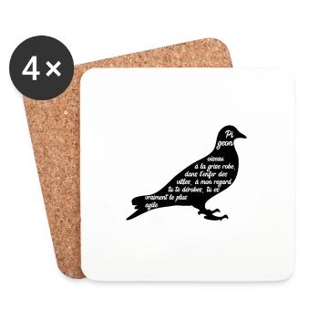 C'est arrivé près de chez vous - Poème Pigeon - Dessous de verre (lot de 4) - blanc - Devant