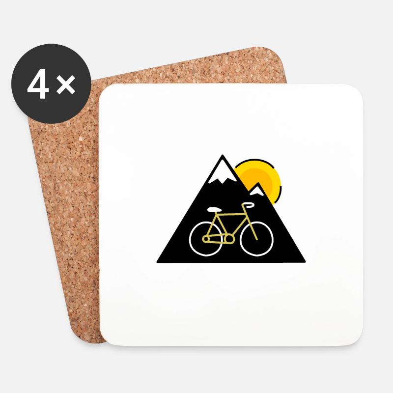 Fahrrad Berg Sonne - Untersetzer (4er-Set) - Weiß