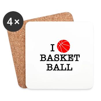 I love basketball - Dessous de verre (lot de 4) - blanc - Devant