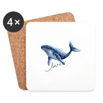 Wal Liebe Blauwal Illustration - Untersetzer (4er-Set) - Weiß - Vorne