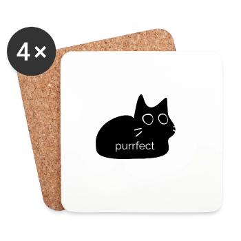 Purrfect - Katzen Design für Cat lover - Untersetzer (4er-Set) - Weiß - Vorne