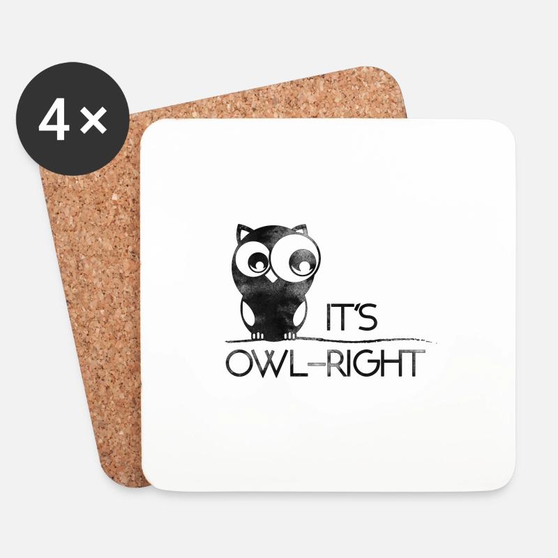 Owl Right | Eule - Untersetzer (4er-Set) - Weiß