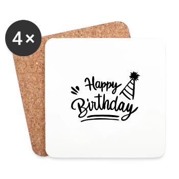 Fête de cadeau d’anniversaire - Dessous de verre (lot de 4) - blanc - Devant