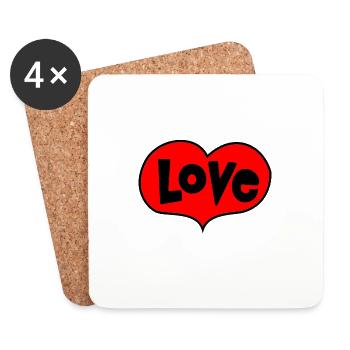 Love Liebe Herz - Untersetzer (4er-Set) - Weiß - Vorne