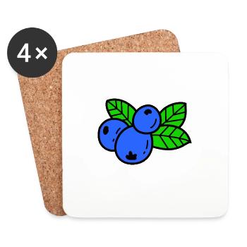 Blaubeere Heidelbeere Beere - Untersetzer (4er-Set) - Weiß - Vorne
