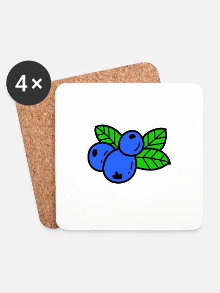 Blaubeere Heidelbeere Beere - Untersetzer (4er-Set) - Weiß