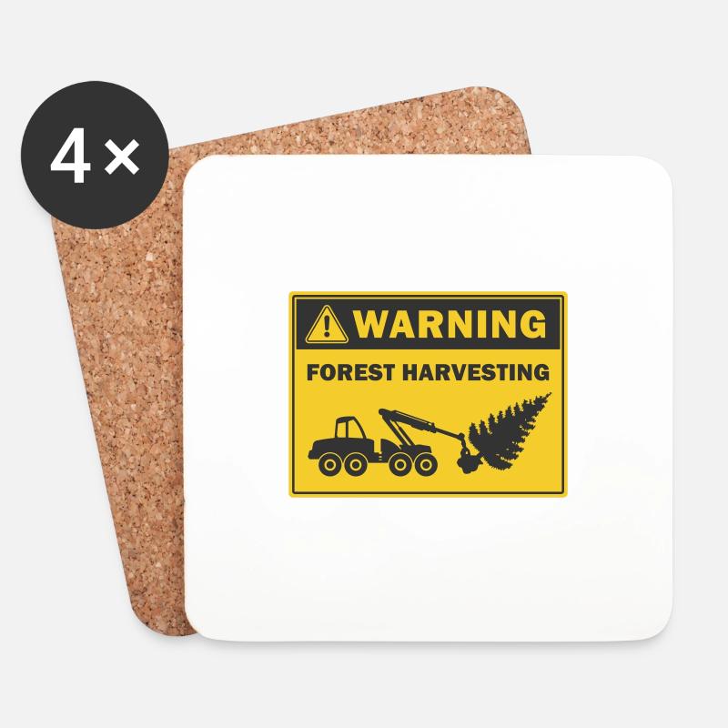 Waldernte Warnung Symbol für den Holzernter - Untersetzer (4er-Set) - Weiß