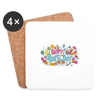 Birthday Wishes Happy Birthday - Coasters (set of 4) - white - Front