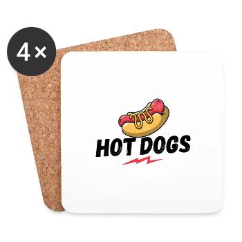 Hot-dogs, saucisses. Saucisse - Dessous de verre (lot de 4) - blanc - Devant