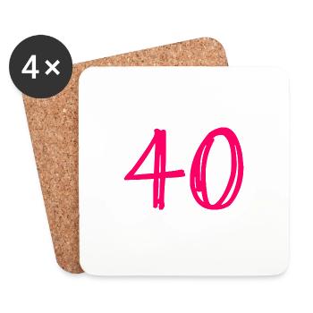 40 YEARS. 40th ANNIVERSARY. BIRTHDAY 40 YEARS. 40 - Coasters (set of 4) - white - Front
