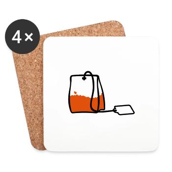 Sachet de thé / Teabag (2c) - Dessous de verre (lot de 4) - blanc - Devant