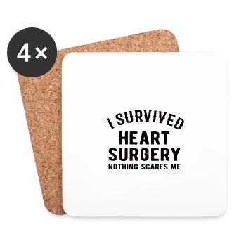 OPEN HEART SURGERY: I Survived Heart Surgery - Coasters (set of 4) - white - Front