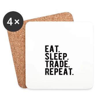 STOCK MARKET TRADER: eat,sleep,trade,repeat - Untersetzer (4er-Set) - Weiß - Vorne