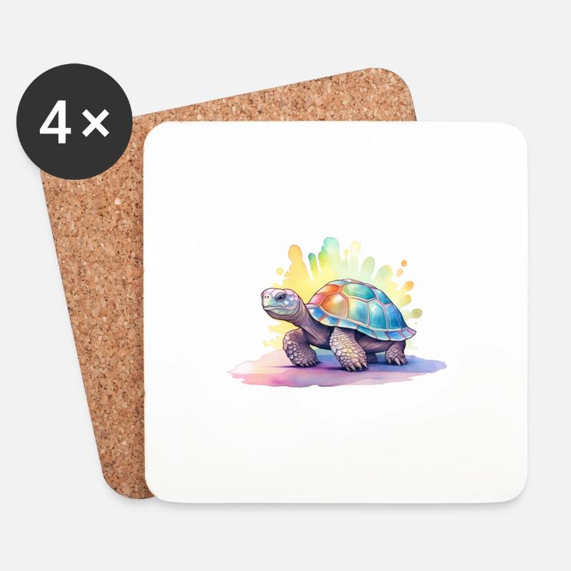 Bunte Schildkröte - Untersetzer (4er-Set) - Weiß