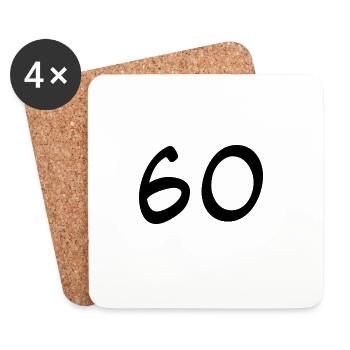 60. 60 YEARS. 60th ANNIVERSARY. 60TH BIRTHDAY. - Coasters (set of 4) - white - Front