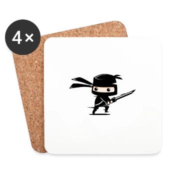 cute black ninja - Coasters (set of 4) - white - Front