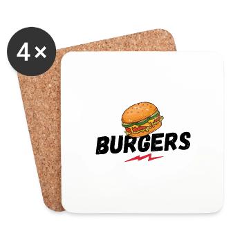 Burgers, Burger, Hamburger, BBQ, Grillen, Barbecue - Untersetzer (4er-Set) - Weiß - Vorne