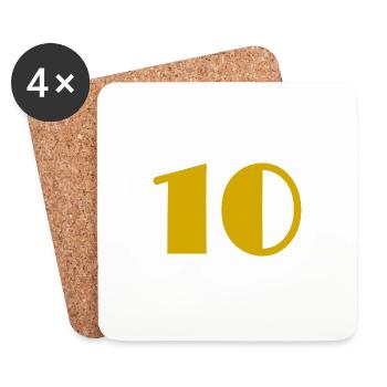 10. 10 ANS. 10e ANNIVERSAIRE. ANNIVERSAIRE 10 ANS - Dessous de verre (lot de 4) - blanc - Devant