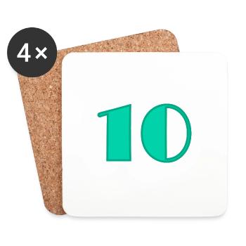 10 YEARS. 10TH ANNIVERSARY. BIRTHDAY 10 YEARS. 10 - Coasters (set of 4) - white - Front