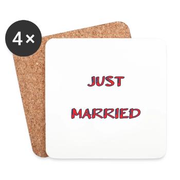 ICH HABE GERADE GEHEIRATET. Junggesellinnenabschied. HEILIGER VALENTINSTAG. PAAR. HERZ - Untersetzer (4er-Set) - Weiß - Vorne