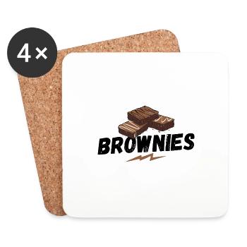 Brownies, Cuisson, Plaque de gâteau, Éventail de brownies - Dessous de verre (lot de 4) - blanc - Devant