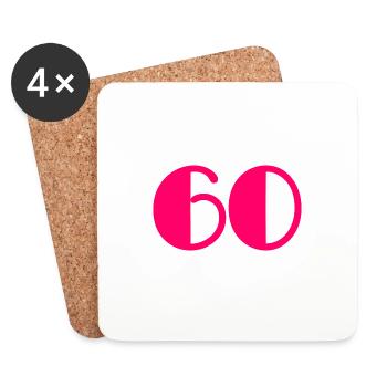 60 ANS. 60e ANNIVERSAIRE. ANNIVERSAIRE 60 ANS - Dessous de verre (lot de 4) - blanc - Devant