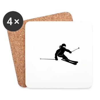 Winter - Skifahrer Carving - Untersetzer (4er-Set) - Weiß - Vorne