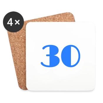 30 ANS. 30. 30e ANNIVERSAIRE. ANNIVERSAIRE 30 ANS - Dessous de verre (lot de 4) - blanc - Devant