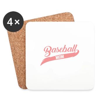 Maman baseball - Dessous de verre (lot de 4) - blanc - Devant