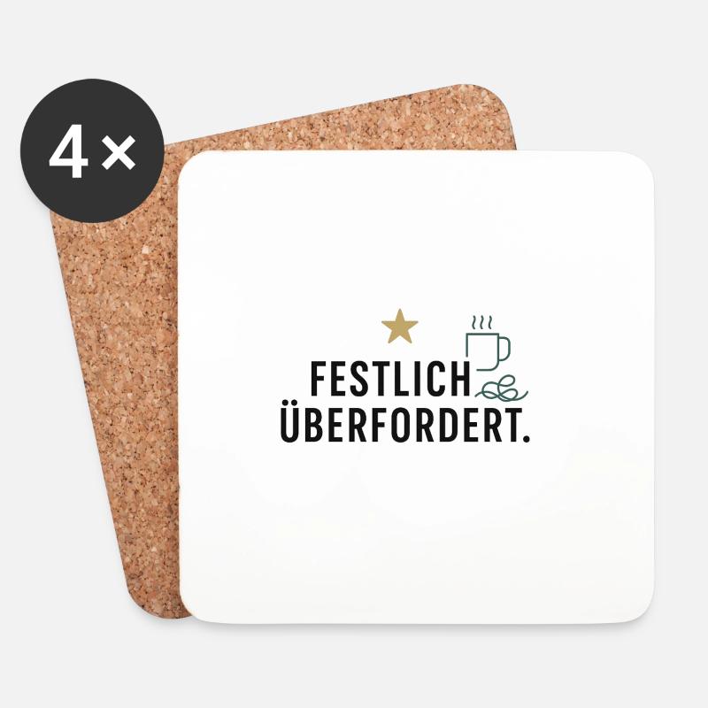 Festlich überfordert - Untersetzer (4er-Set) - Weiß