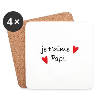 Je t'aime papi de tout mon coeur - Dessous de verre (lot de 4) - blanc - Devant