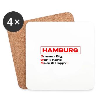 Hamburg Work hard - Coasters (set of 4) - white - Front