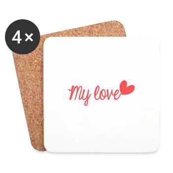 MY LOVE. VIVE LES MARIES. EVJF. SAINT VALENTIN - Dessous de verre (lot de 4) - blanc - Devant