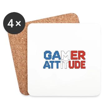 Gamer Attitude Deutsch - Untersetzer (4er-Set) - Weiß - Vorne