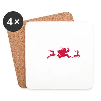 Noël - Père Noël Elche Course Stress - Dessous de verre (lot de 4) - blanc - Devant
