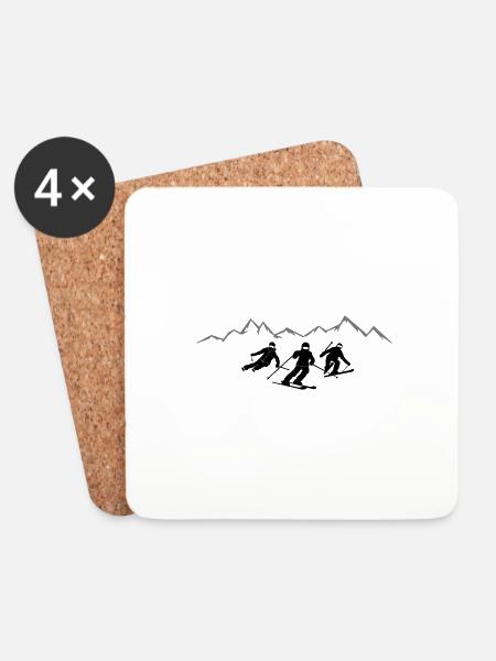 Winter sports - skiers group - Coasters (set of 4) - white