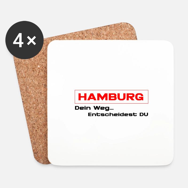 Hamburger Weg - Untersetzer (4er-Set) - Weiß