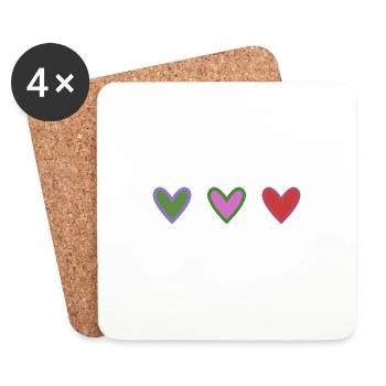HERZ. HERZ. VALENTINSTAG. LIEBE. LIEBE - Untersetzer (4er-Set) - Weiß - Vorne