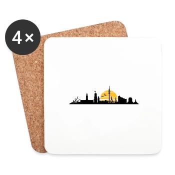 Skyline - Vieille ville du port de Hambourg - Dessous de verre (lot de 4) - blanc - Devant