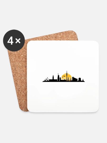 Skyline - Hamburg Hafen Altstadt - Untersetzer (4er-Set) - Weiß