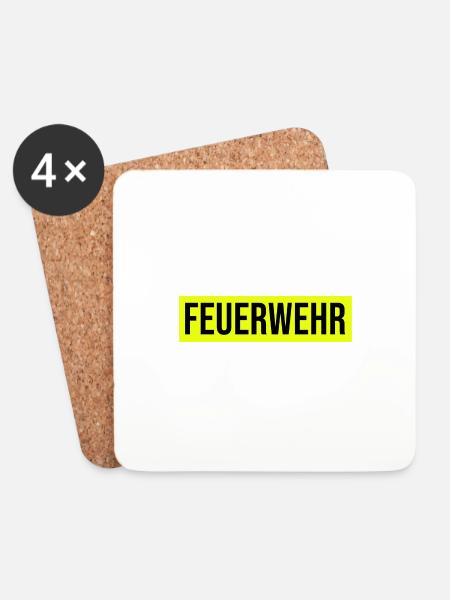 Feuerwehr Gelb/Schwarz - Untersetzer (4er-Set) - Weiß